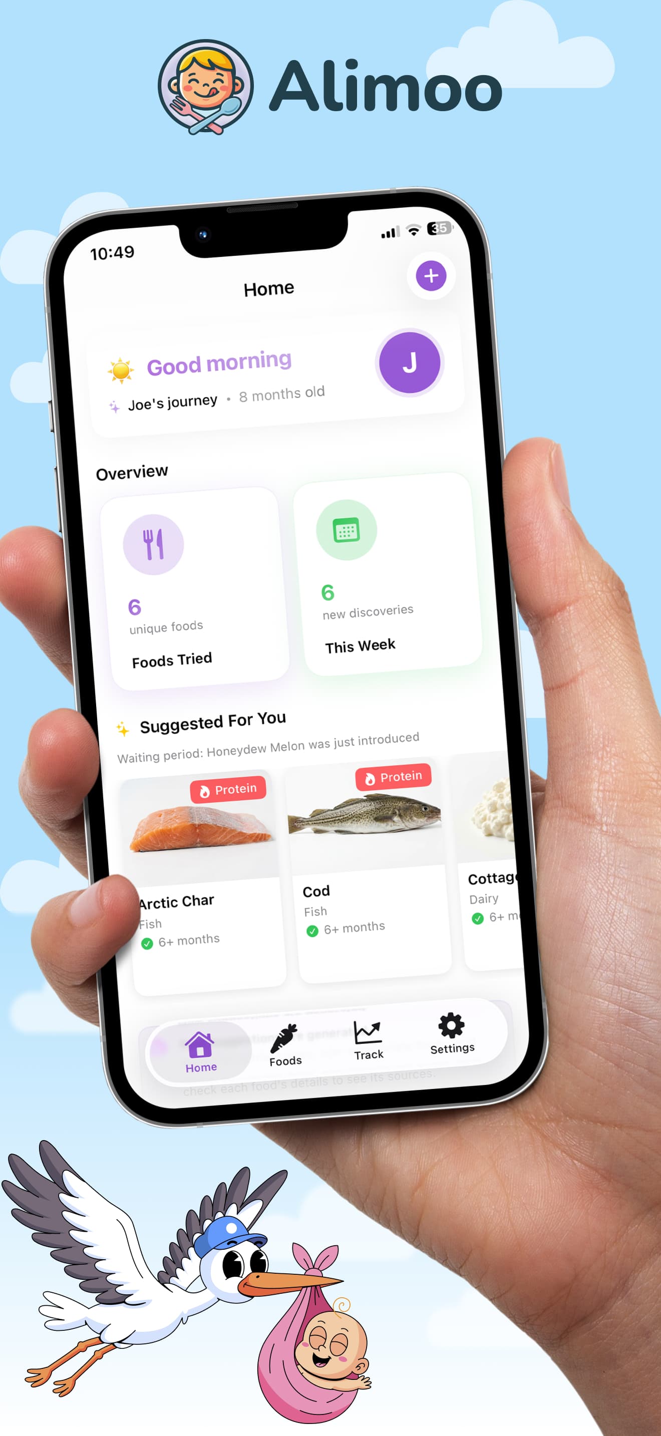 Alimoo app home screen