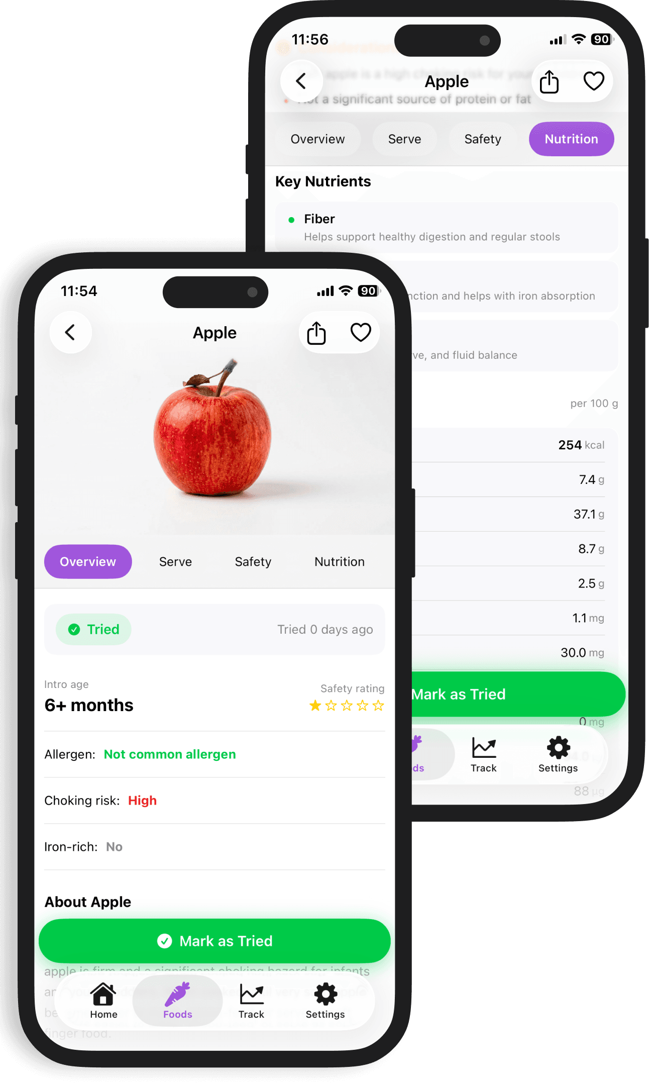 Alimoo app showing nutrition, allergens and risks